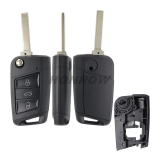 For VW 3 button flip remote key blank with HU162T blade