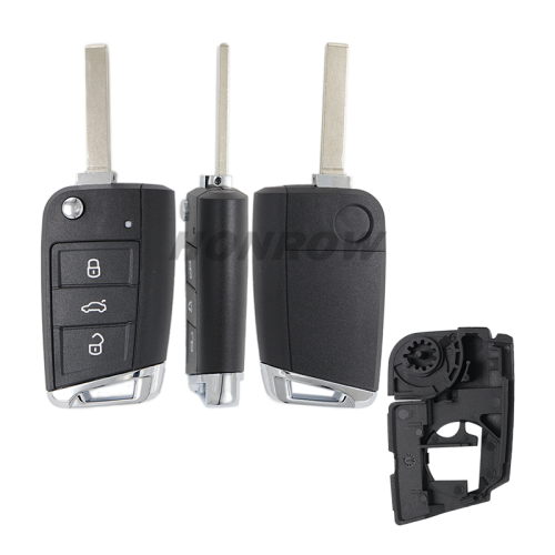 For VW MQB 3 button remote key shell with HU162T Blade