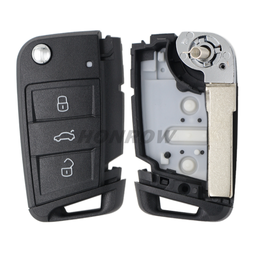For V Golf7 3 button remote key shell with HU66 blade