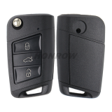 For VW 3 button flip remote key blank with HU162T blade