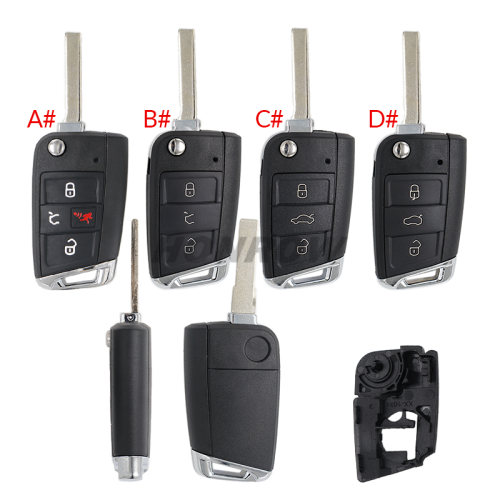 GTL High quality For VW Golf 7 MQB 3/4 button flip remote key blank with HU162T key blade