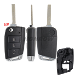 GTL High quality For VW Golf 7 MQB 3/4 button flip remote key blank with HU162T key blade