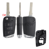 GTL High quality For VW Golf 7 MQB 3/4 button flip remote key blank with HU66 key blade