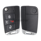 GTL High quality For VW Golf 7 MQB 3/4 button flip remote key blank with HU66 key blade