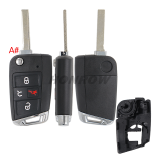 GTL High quality For VW Golf 7 MQB 3/4 button flip remote key blank with HU162T key blade