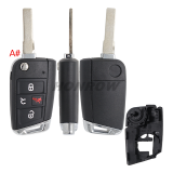 GTL High quality For VW Golf 7 MQB 3/4 button flip remote key blank with HU66 key blade