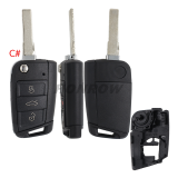 GTL High quality For VW Golf 7 MQB 3/4 button flip remote key blank with HU66 key blade