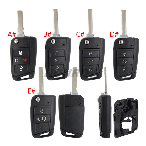 GTL High quality For VW Golf 7 MQB 3/4 button flip remote key blank with HU162T key blade