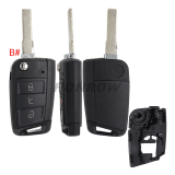 GTL High quality For VW Golf 7 MQB 3/4 button flip remote key blank with HU66 key blade