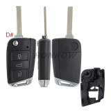 GTL High quality For VW Golf 7 MQB 3/4 button flip remote key blank with HU162T key blade