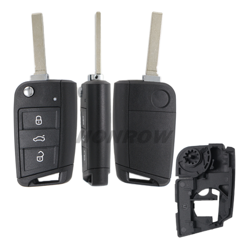 For VW MQB 3 button remote key shell with HU162T Blade