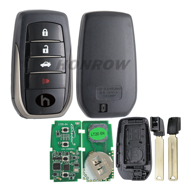 For Toy Keyless Smart Remote 3+1 Button FSK 434.4 MHz Keyless-Go Remote Control Key / Board 61E066-0020 / 8A CHIP / TOY12 /