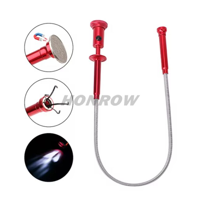 Magnetic Long Spring Grip Magnet + 4 Claw + LED Light Flexible Pick Up Tool Sewer Cleaning Pickup Tools Home Toilet Gadget