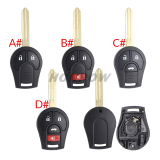 For Nissan 2/2+1/3/3+1 button remote key blank without logo