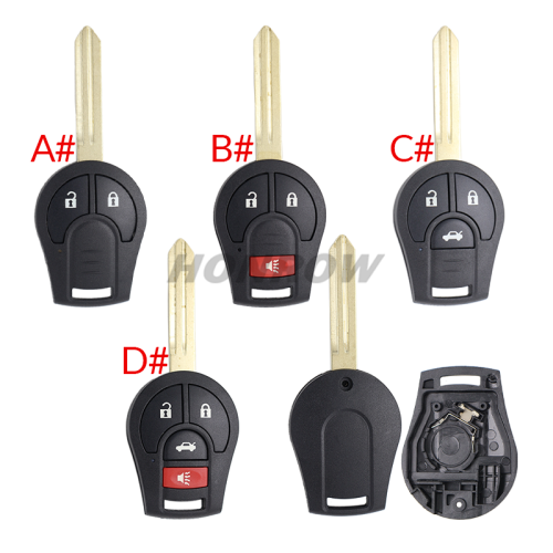 For Nissan 2/2+1/3/3+1 button remote key blank without logo