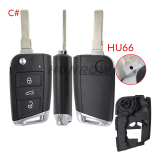 For VW MQB 3 button remote key shell with HU66/HU162T Blade ,The pin hole like the original key shell