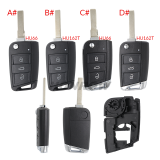 For VW Golf7 3 button remote key shell with HU66 blade/HU162T