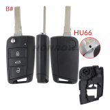 For VW MQB 3 button remote key shell with HU66/HU162T Blade ,The pin hole like the original key shell