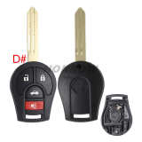 For Nissan 2/2+1/3/3+1 button remote key blank
