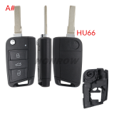 For VW Golf7 3 button remote key shell with HU66 blade/HU162T