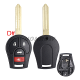 For Nissan 2/2+1/3/3+1 button remote key blank without logo