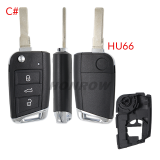 For VW Golf7 3 button remote key shell with HU66 blade/HU162T