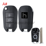 For Peugeot 3 button remote key blank with VA2 blade