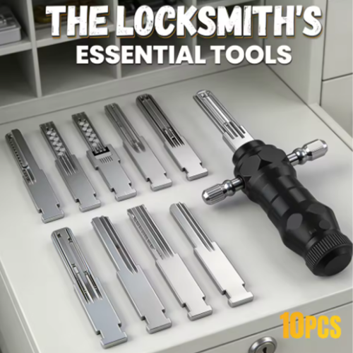 Multifunctional 10pcs Lock Pick Set T-Handle Locksmith Tool Portable Lock Opener for Home Cabinet & Door Locks Lock Decoder Tool