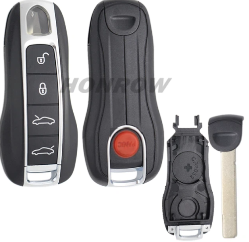 For Porsche 4+1 buttons remote key blank with emmergency key blade