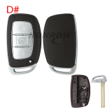 For Hyundai 3/4 button  remote key blank with battery clamp