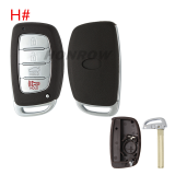 For Hyundai 3/4 button  remote key blank with battery clamp