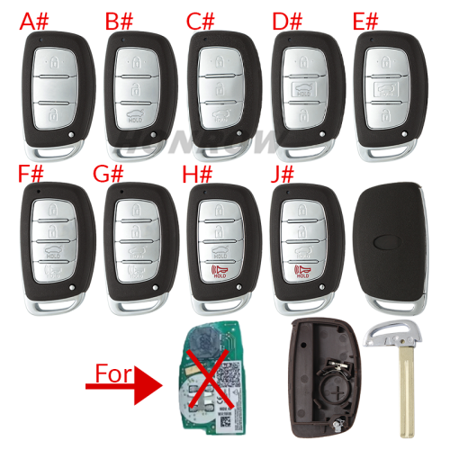 For Hyundai 3/4 button  remote key blank with battery clamp