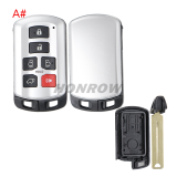 For Toy Sienna 6 button remote key blank with blade