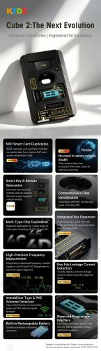 。KYDZ cube2 support  Smart card generation, remote control generation,Equipped with comprehensive chip identification capabilities. Chip Copy: 46, 4D, 4C, 48; supports 8A chip key calculation (only for unlocked key pages). Key learning for Honda and Yamaha all key lost (with barcode)