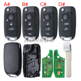 For Fiat Egea 500X tipo 4 button Flip remote key Megamos  AES MQB48 chip 433mhz SIP22 blade