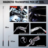 26PCS Car Tool Kit with Pin Puller, Puller Hook, Air Wedge & Magnetic Pickup Tool with Flashlight