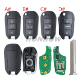 For Peugeot 3 button remote keys chip PCF 7941(TITAG2) 46 chip with HU83 blade 434MHZ HELLA 5FA010 353-20 CMIIT ID:2013DJ0113   9807343377 00