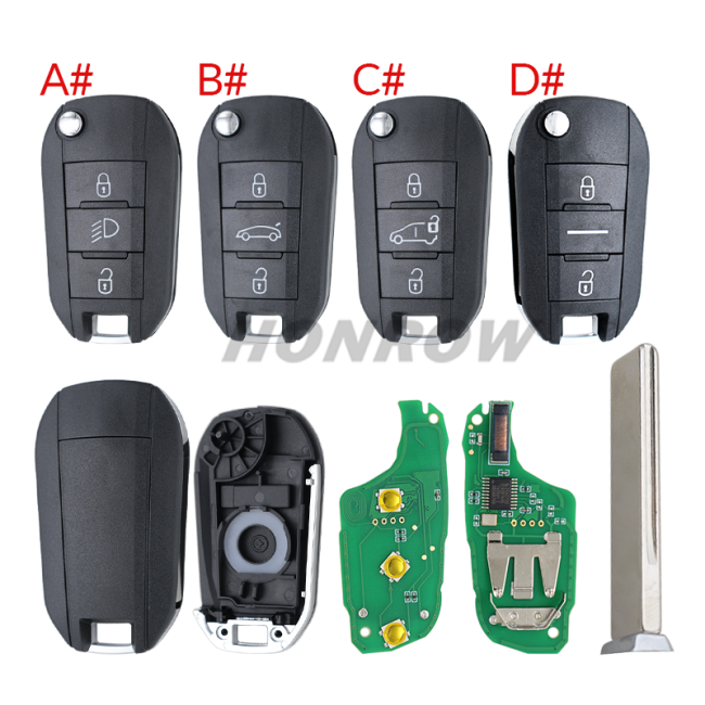 For Peugeot 3 button remote keys chip PCF 7941(TITAG2) 46 chip with HU83 blade 434MHZ HELLA 5FA010 353-20 CMIIT ID:2013DJ0113   9807343377 00