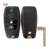 For Benz 2/3 button smart key shell with emergency key blade without logo