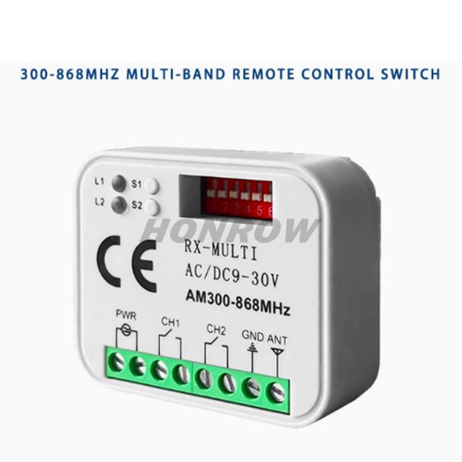 Remote switch Receiver 433MHz 868MHz 390 MHz RX multi-frequency receiver AC/DC 9-30V 300-868MHZ Garage door, water pump control