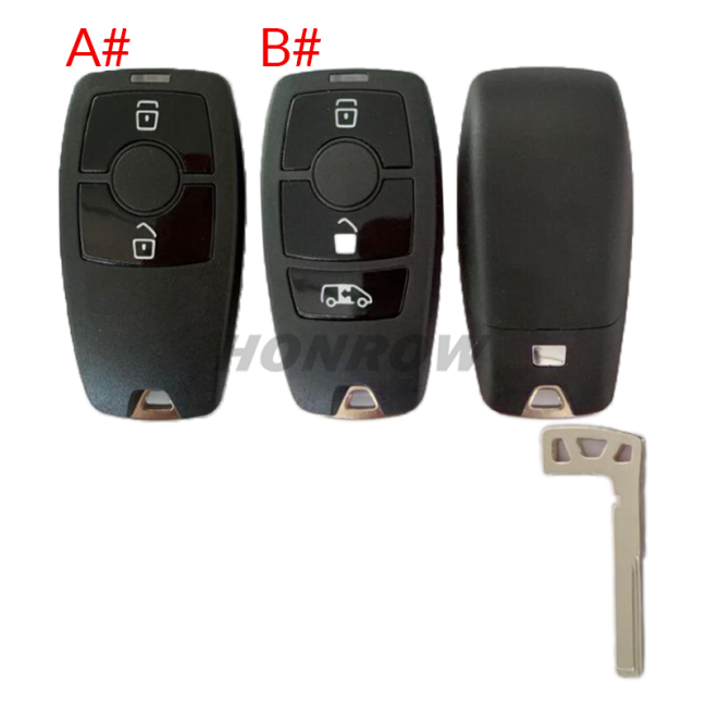 For Benz 2/3 button smart key shell with emergency key blade without logo