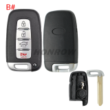For hyundai 4 button remote key blank