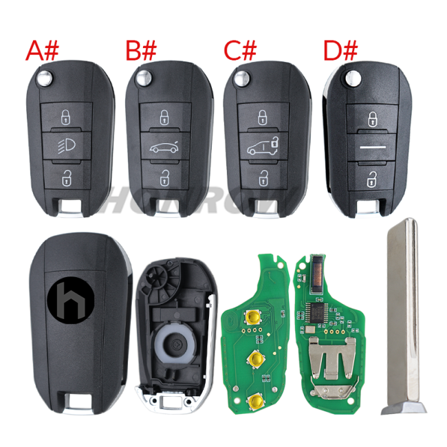 For Peugeot 3 button remote keys chip PCF 7941(TITAG2) 46 chip with HU83 blade 434MHZ HELLA 5FA010 353-20 CMIIT ID:2013DJ0113   9807343377 00