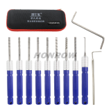 HUK Civil Stainless Steel Tool 11 Pieces Canvas Bag, Hundred Cities Dot Lock Wave Hook Set Zipper Set for Locksmith Supplies