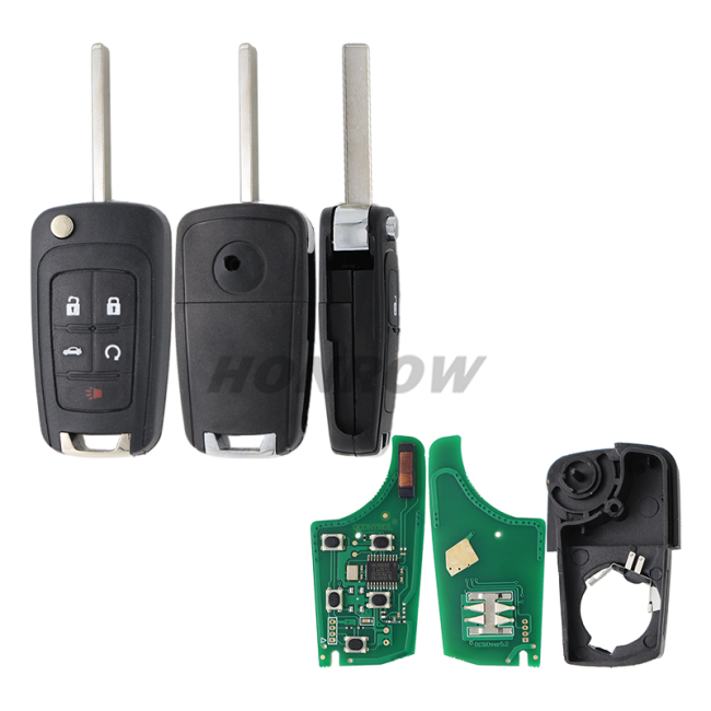For Chevrolet 4+1 button remote key with 433mhz 46E PCF7941E NCF295xETT HITAG2 Extended Chip
