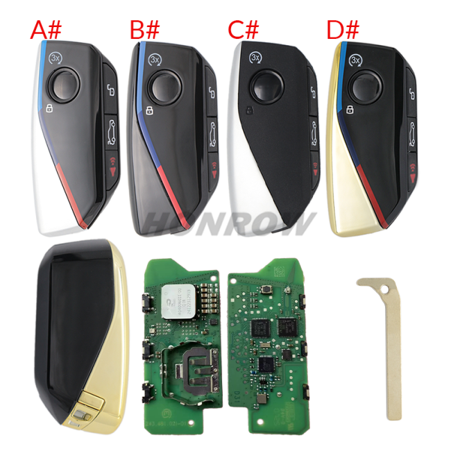 For BMW U-chassis 4 button Keyless-Go Remote Key with 434MHz ID49 chip with UWB function FCC:IYZBK1 For BMW X1 X2 5 7 Series U Model BDC2 BDC3 2022-2024