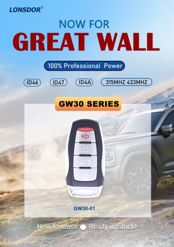 Lonsdor smart key For GW GW30-01 4 button smart key Support ID46 ID47 ID4A chip,Frequency 315/433.92Mhz
