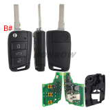 For VW 3 button Smart Remote key  Keyless Go with 434MHz 5C Chip  5G6959752BL Original Board+GTL key shell HU66 blade