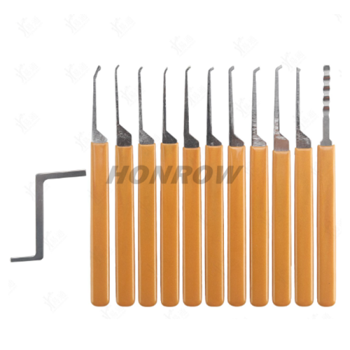 12pcs Single Hook hand-polished Tool Rubber Handle Sleeve Professional Locksmith Tool