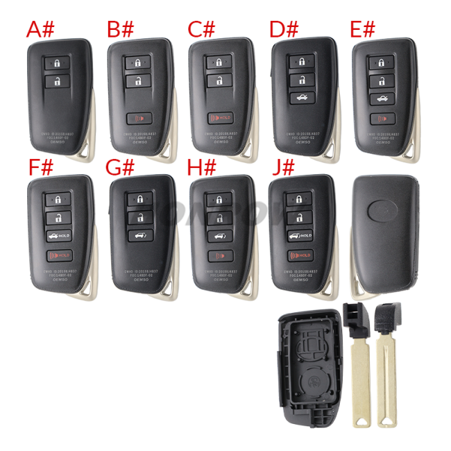 For Lexus 2/2+1/3/3+1 button modified remote key blank